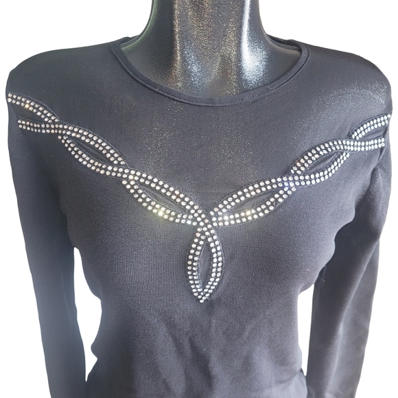 Kay Dee Elite Black Top with Rhinestone Detailed Front M - Picture 2 of 7